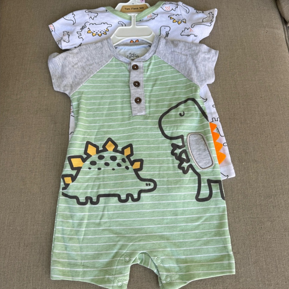 Baby Essentials, Dinosaur, Romper Bundle of 2, 9 Months